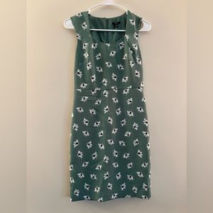 Ann Taylor Green Floral Shift Dress - 00P